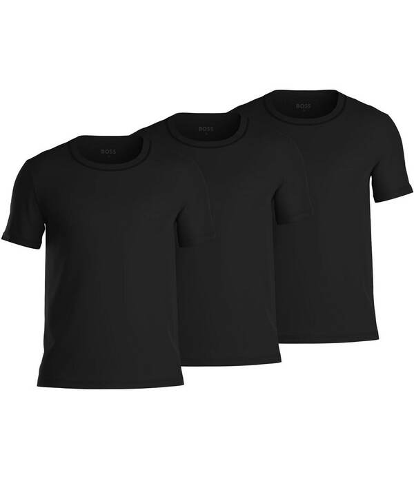 ヒューゴボス メンズ トップス ティーシャツ 労働者の一団のど首 Hugo Boss Classic Fit Solid Short Sleeve Crew Neck Undershirt 3-Pack Black 黒いこと