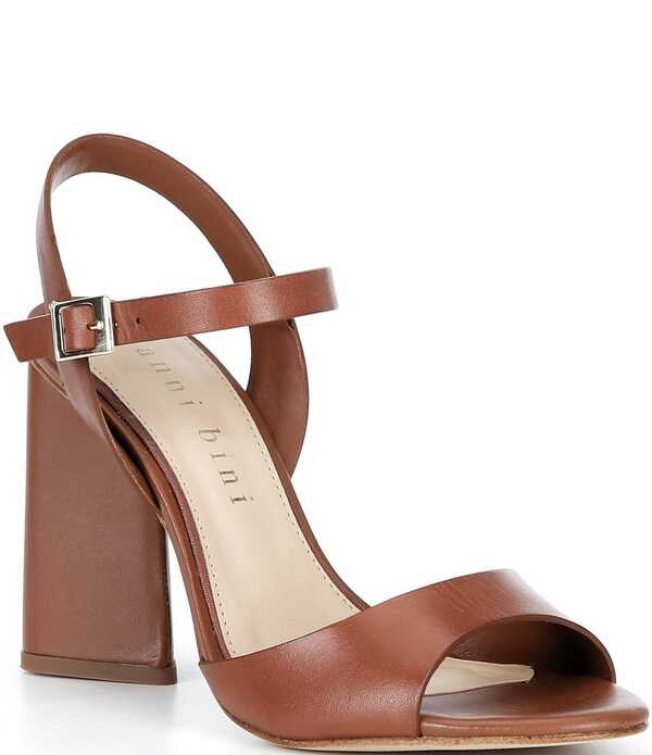 ジャンビニ レディース シューズ 踵 サンダル なめし革 Gianni Bini Durant Leather Block Heel Dressandals Miko Tan タン