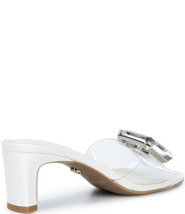 セシリア ニューヨーク レディース シューズ サンダル Cecelia New York Park Avenue Clear Vinyl Jewel Ornamented Slide Sandals Alabaster｜ReVida 店