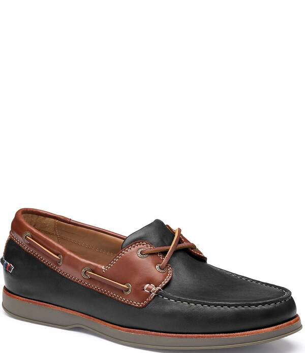 ジョンストンアンドマーフィー メンズ シューズ スリッポン・ローファー なめし革 Johnston \u0026 Murphy Men\u0027s Monaco Leather 2-Eye Boat Shoes Black/Brown 黒いこと