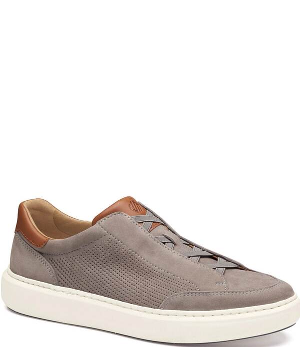 ジョンストンアンドマーフィー メンズ シューズ スリッポン・ローファー スニーカー スピード競技 Johnston \u0026 Murphy Men\u0027s Anders Perforated Nubuck Stretch Lace-to-Toe Sneakers Gray 薄墨色