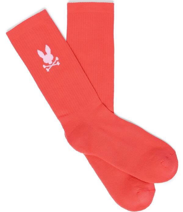 サイコバニー メンズ アンダー御召しもの ソックス ロゴタイプ Psycho Bunny Logo Fashion Sport Socks Orange オレンジ色