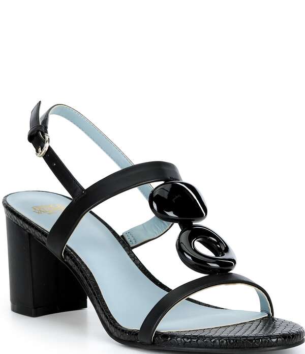 フランセスバレンタイン レディース シューズ 踵 サンダル なめし革 FRANCES VALENTINE Bianca Nappa Leather Slingback Block Heel Sandals Black 黒いこと