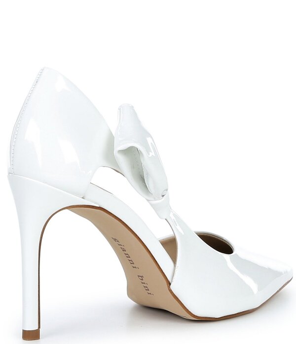 ジャンビニ レディース シューズ 踵 Gianni Bini Sawyer Patent Bow Pointed Toe Pumps White 白いこと