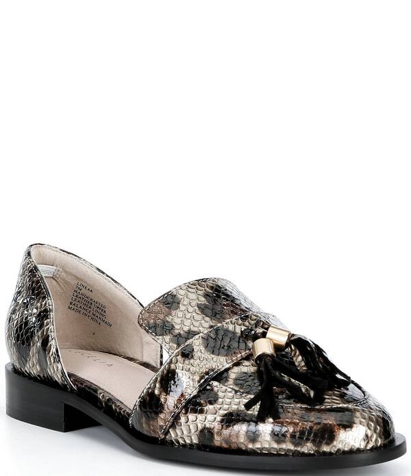 セシリアアラブ共和国 ニューヨーク州 レディース シューズ スリッポン・ローファー なめし革 Cecelia New York Linear Patent Leather Tassel d\u0027Orsay Flats leopard 毛の荒物