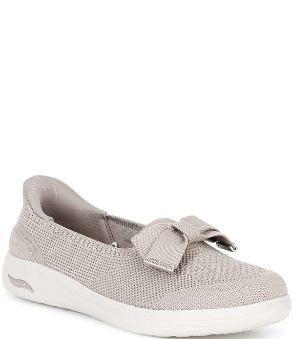 スケッチャーズ レディース シューズ パンプス Skechers Women\u0027s Hands Free Slip-Ins Arch Fit Inspire Gemma Bow Skimmer Flats Taupe トープ