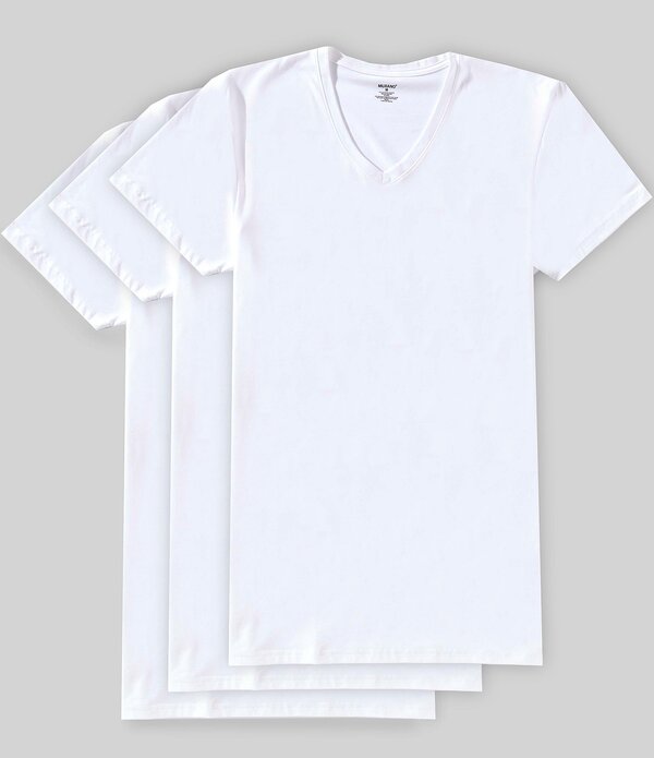 ムラノ メンズ トップス ティーシャツ Vのど首 Murano V-Neck Undershirt 3-Pack White 白いこと