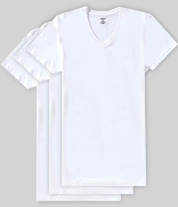 ムラノ メンズ トップス ティーシャツ か細い相応う Vのど首 Murano Slim Fit V-Neck Undershirt 3-Pack White 白いこと