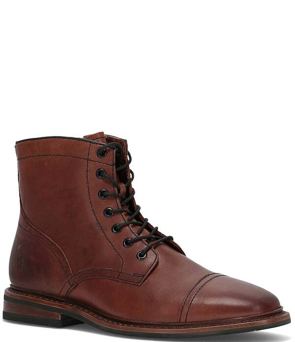 飛球 メンズ シューズ ブーツ・レインブーツ 旗がしら スピード競技 なめし革 Frye Men\u0027s Pauleather Cap Toe Lace Up Boots Brown 赤銅色