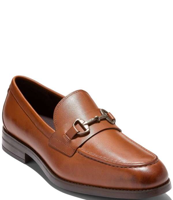 電話を掛けるハーン メンズ シューズ スリッポン・ローファー なめし革 Cole Haan Men\u0027s Harmon Grand Wateresistant Leather Bit Buckle Loafers British Tan/Dark Brown 赤銅色