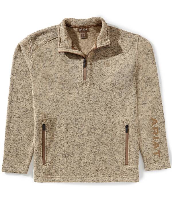 アリアト メンズ アウター 編み物・ティーシャツ フリース Ariat Caldwellong Sleeve 1/4 Zip Fleece Pullover Beige/Khaki カーキ