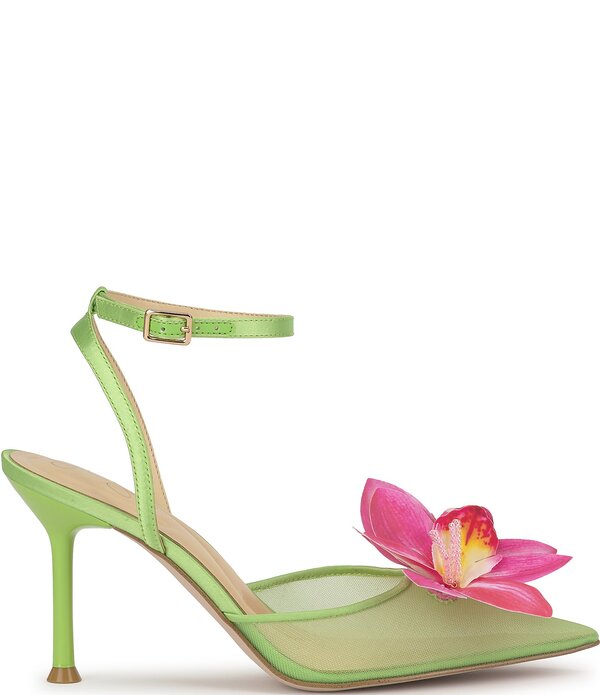 ジェシカシンプソン レディース シューズ 踵 御花柄 御花 Jessica Simpson Vilyria 3D Floral Embellished Pumps Electric Pear