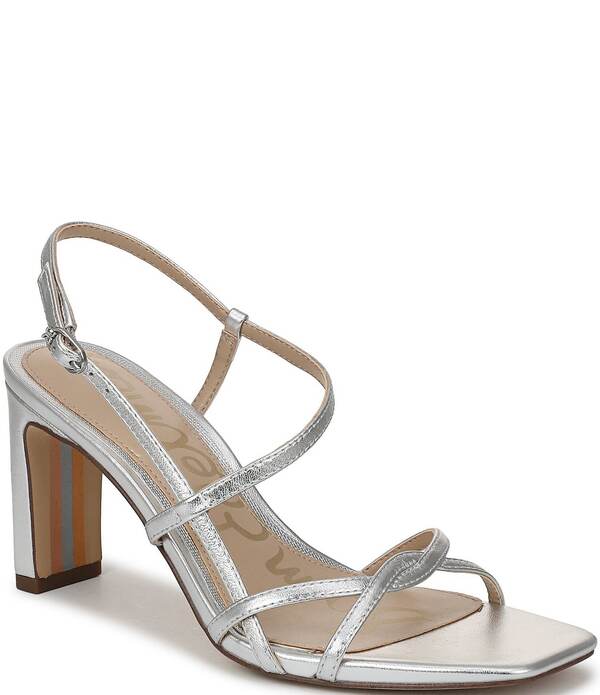 サムエデルマン レディース シューズ ヒール サンダル レザー Sam Edelman Elissa Leather Strappy Dressandalsoft Silver シルバー｜ReVida 店