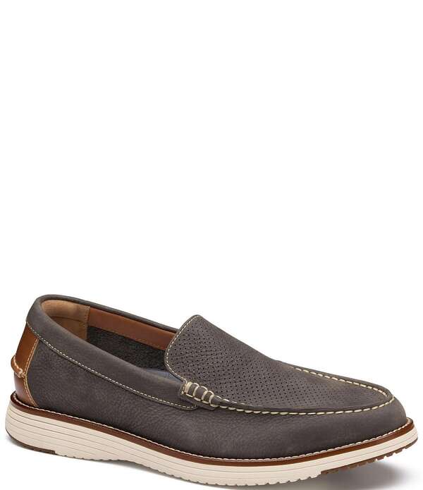 ジョンストンアンドマーフィー メンズ シューズ スリッポン・ローファー Johnston \u0026 Murphy Men\u0027s Upton Perforated Nubuck Venetian Loafers Charcoal 濃灰色