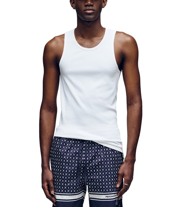 サイコバニー メンズ トップス Tシャツ ノースリーブ Psycho Bunny Sleeveless Tank Top 2-Pack White ホワイト｜ReVida 店