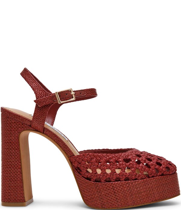 スティーブ マデン レディース シューズ ヒール プラットフォーム Steve Madden Lexie Raffia Block Heel Platform Dress Pumps Rust ラスト｜ReVida 店 20,866円
