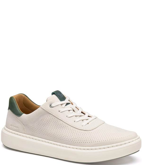 ジョンストンアンドマーフィー メンズ シューズ スニーカー なめし革 Johnston \u0026 Murphy Men\u0027s Anders Perforated Leather U-Throat Sneakers White/Green 白いこと