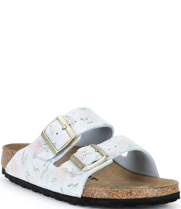 ビルケンシュトック レディース シューズ パンプス サンダル Birkenstock Women\u0027s Arizona Flowerslide Sandals Baby Blue Flower 青碧