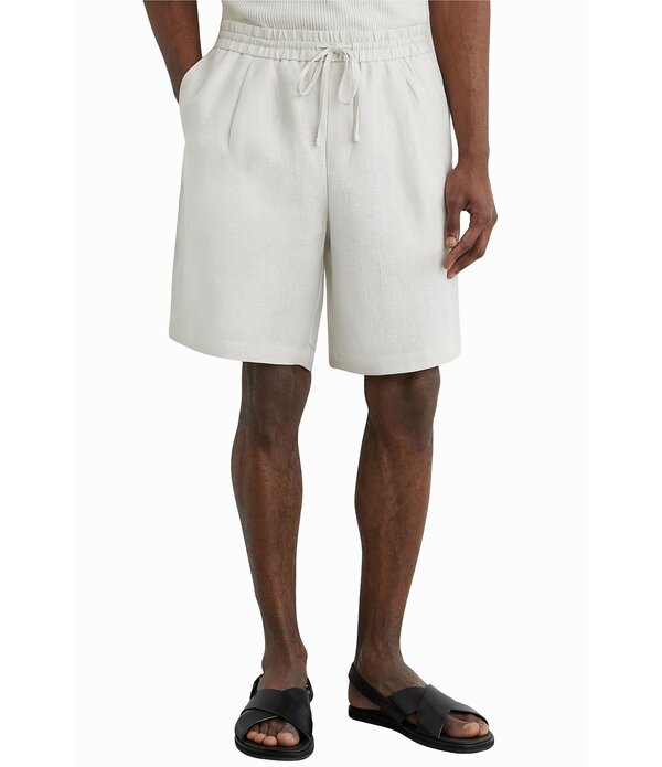 レイス メンズ ボトムス 二分の一ズボン下・さる股引き 遊撃手ズボン下 リネン Reiss Barges Linen Drawstring 8 Inseam Shortstone 石ころ