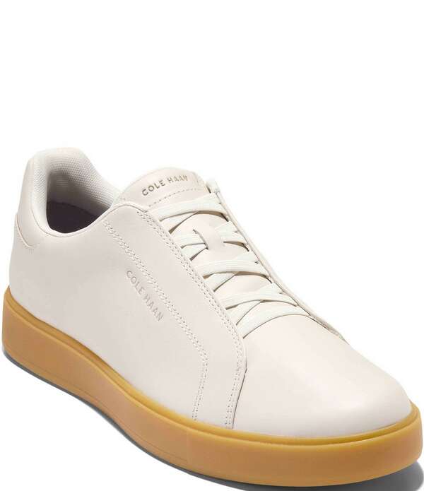 電話を掛けるハーン メンズ シューズ スリッポン・ローファー スニーカー なめし革 Cole Haan Men\u0027s GrandPro Luxe Slip On Leather Sneakers Ivory/Light Gum 象牙色