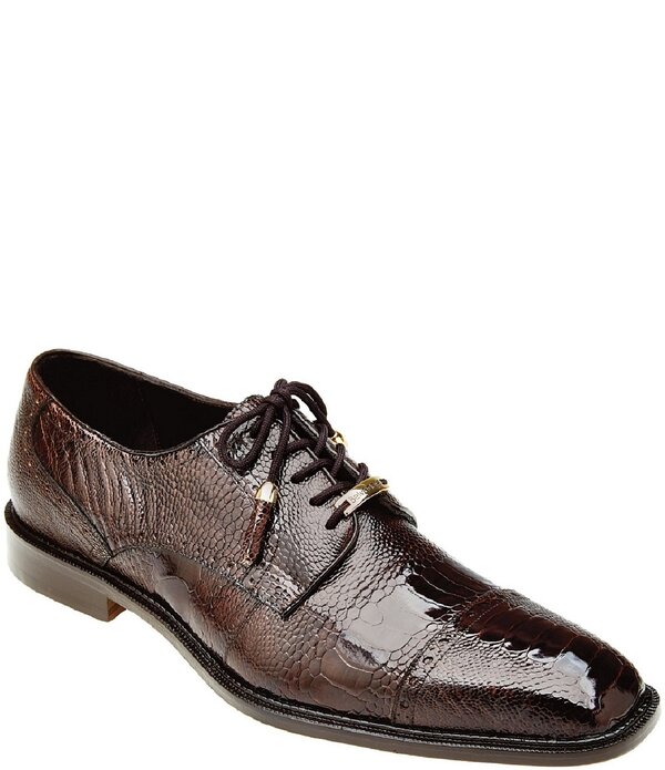 ベルヴェデール メンズ シューズ ワンピース ダービー キャップ レース Belvedere Men's Batta Ostrich Cap Toe Lace Up Derby Dresshoes Chocolate チョコレート｜ReVida 店