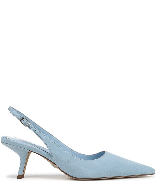 サムエデルマン レディース シューズ 踵 スエードクロス Sam Edelman Bianka Suede Pointed Toe Slingback Pumpspring Blue 青み