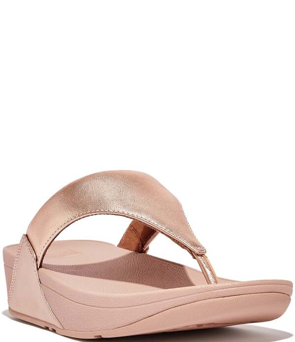 填まるフロップ レディース シューズ サンダル プラットホーム なめし革 FitFlop Lulu Leather Platform Thong Wedge Sandals Rose Gold ゴールド