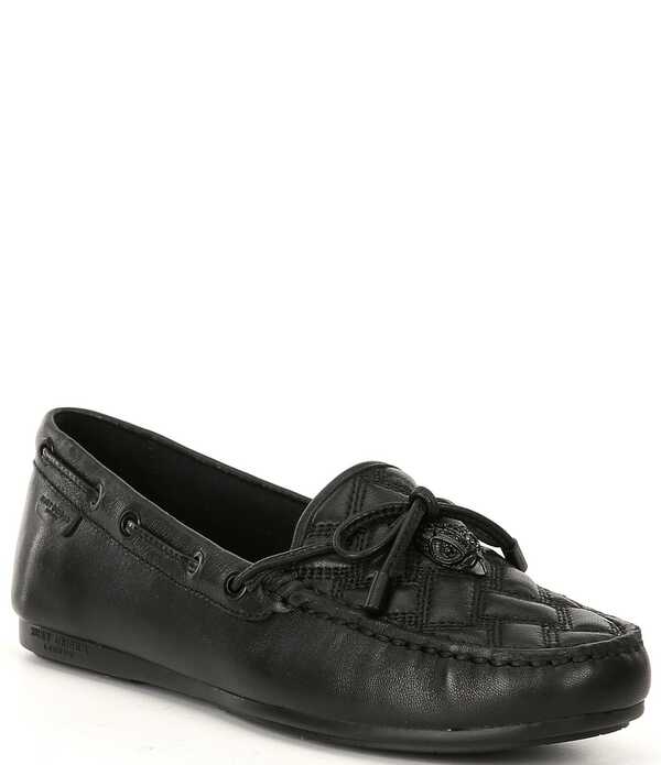 カートジェイガーロンドン レディース シューズ キルティング なめし革 ロゴタイプ Kurt Geiger London Quilted Leather Bow Detail Drenched Logornament Boat Shoes Black 黒いこと