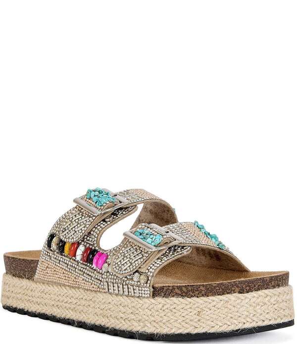 アザレア 一 レディース シューズ サンダル Azalea Wang Kaylum Embellishedouble Banded Sandals Beige ベージュ