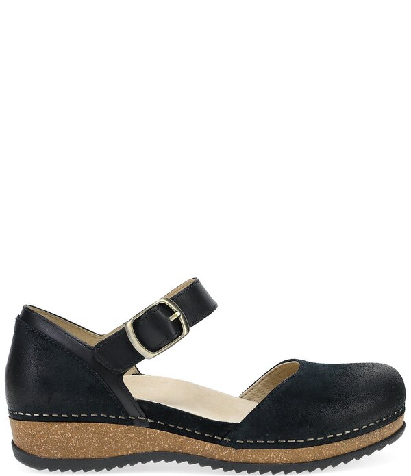ダンスコ レディース シューズ サンダル スエード Dansko Mae Burnished Suede Mary Jane Clogs Black ブラック｜ReVida 店