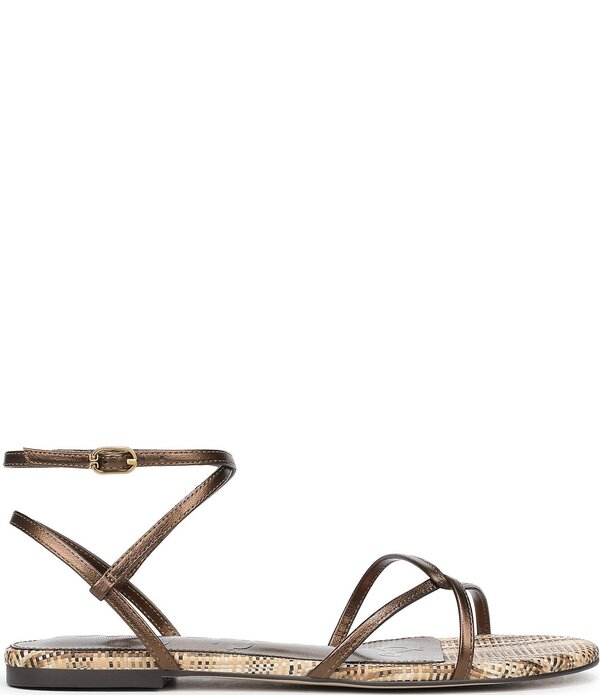 サムエデルマン レディース シューズ サンダル なめし革 Sam Edelman Ellina Woven Leather Strappy Flat Sandals Bronze Metallic メタリック