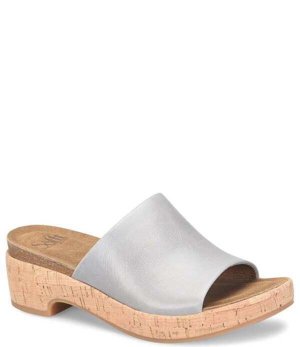 ホンブルグ帽 レディース シューズ サンダル プラットホーム なめし革 Sofft Cass Leather Cork Platform Sandals Chambray
