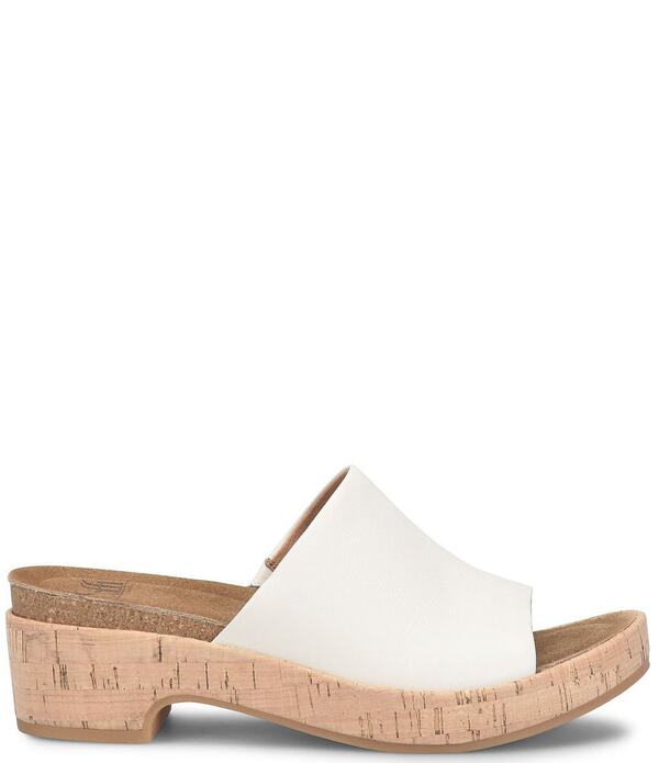 ホンブルグ帽 レディース シューズ サンダル プラットホーム なめし革 Sofft Cass Leather Cork Platform Sandals Off White 象牙色