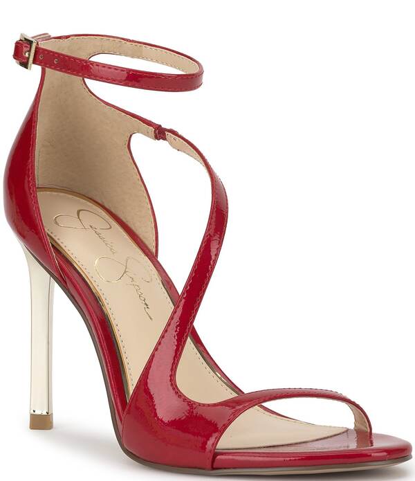 ジェシカシンプソン レディース シューズ サンダル 非対称 Jessica Simpson Qamille Crinkle Patent Asymmetrical Strap Dressandals Red Muse 赤いこと