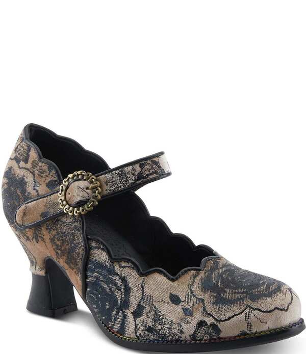 ラリティステ レディース シューズ パンプス 御花柄 刷り上げる 天鵝絨 御花 L\u0027ARTISTE Adodora Tapestry Floral Print Velvet Buckle Hardware Mary Jane Pumps Black Multi 黒いこと