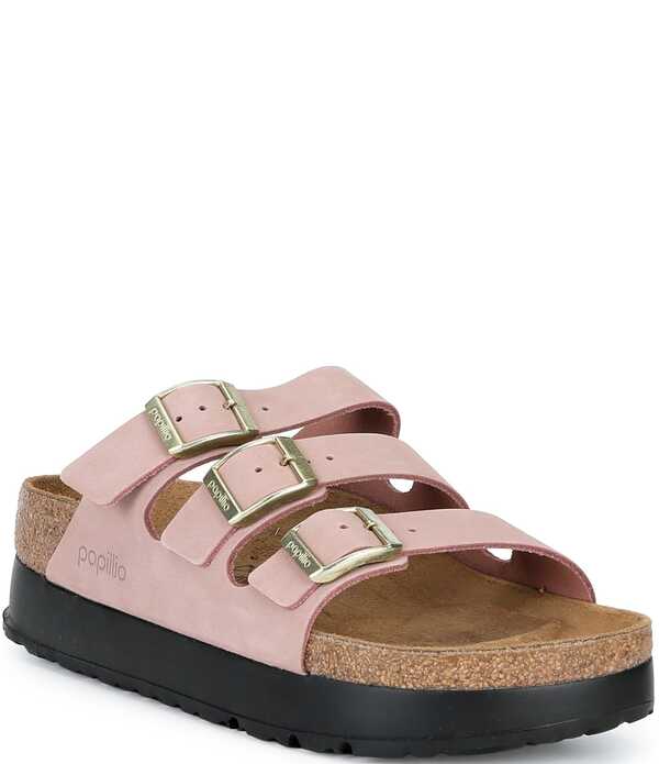 ビルケンシュトック レディース シューズ サンダル プラットホーム Birkenstock Women\u0027s Florida Platform Flex Nubuck Triple Straplatform Slide Sandals Pink Clay サクラ色