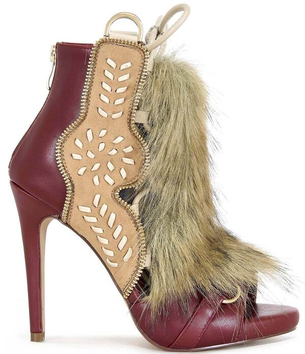 アザレア 一 レディース シューズ 踵 スピード競技 Azalea Wang Shainy Faux Fur Lace Up Shooties Brown Multi 赤銅色