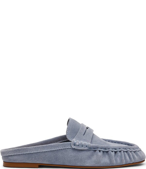 スティーブ マデン レディース シューズ パンプスエード 置き目毛革 Steve Madden Rafe Suede Penny Loafer Mules Dusty Blue 青み