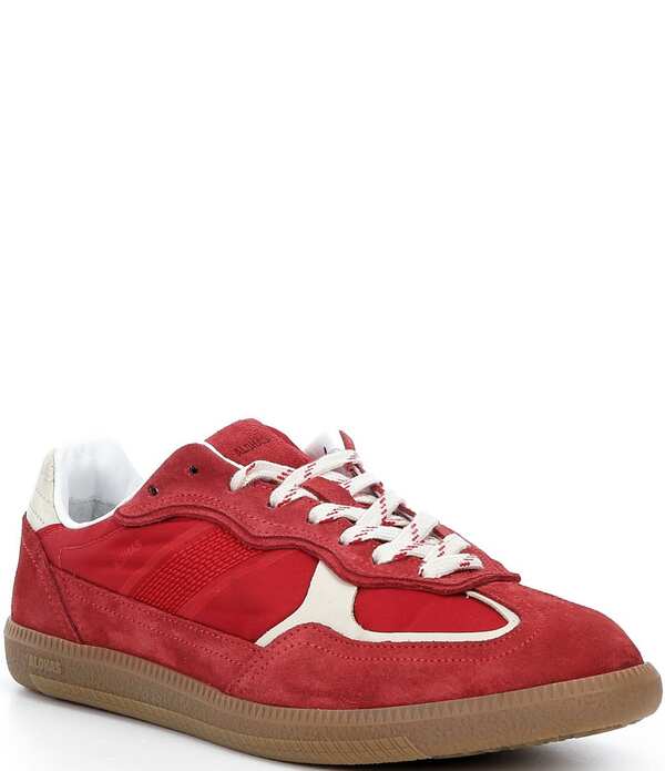 アロハス レディース ボトムス 心地好いズボン下 ナイロン スニーカー スエードクロス スピード競技 ALOHAS Tb.490 Rife Suede and Nylon Lace Up Sneakersheen Red 赤いこと