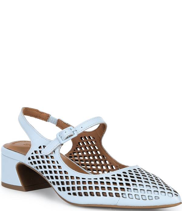 ジェントルソウルズ レディース シューズ パンプス なめし革 Gentle Souls Gladys Perforated Leather Slingback Mary Jane Pumps Ballad Blue 青色