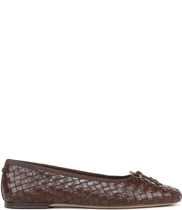 サムエデルマン レディース シューズ パンプス なめし革 Sam Edelman Ruthie Woven Leather Bow Detail Ballet Flats Terazzo Brown 赤銅色