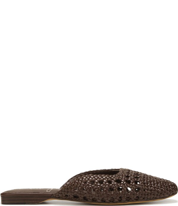 サムエデルマン レディース シューズ パンプス なめし革 Sam Edelmanola Woven Leather Square Toe Mules Dark Brown 赤銅色