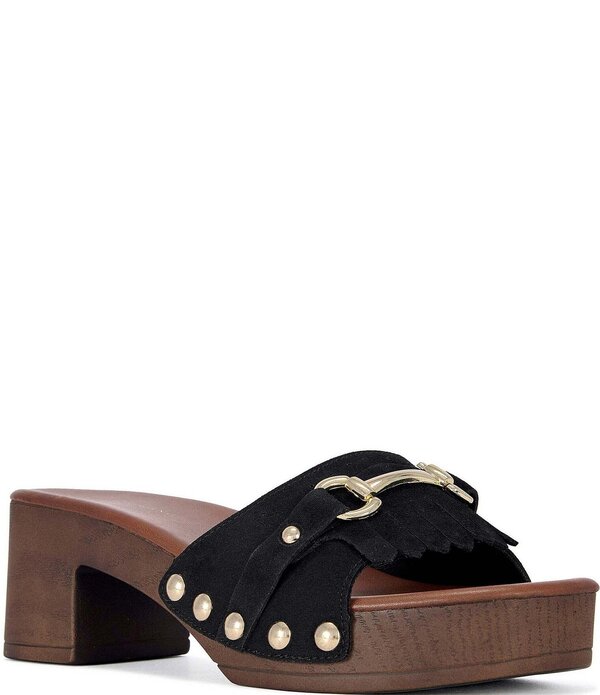 アザレア 一 レディース シューズ サンダル Azalea Wang Epsilon Kiltie Bit Buckle Studded Slide Sandals Black 黒いこと