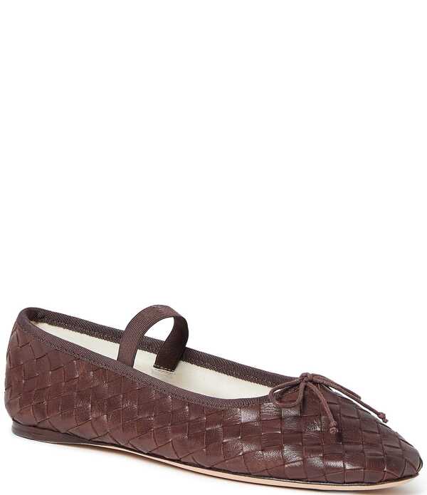 ロフラー 幽客ダル レディース シューズ パンプス なめし革 Loefflerandalleonie Woven Leather Ballerina Bow Flats Espresso