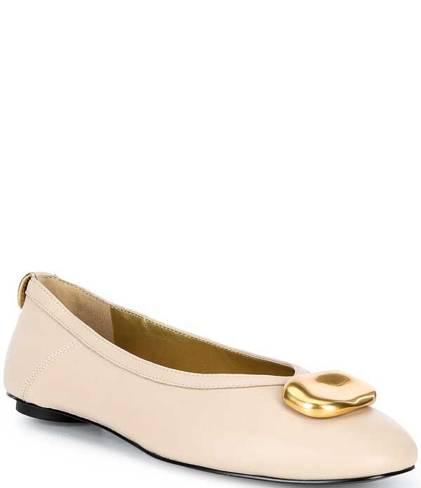 ダナキャラン レディース シューズ パンプス なめし革 Donna Karan Aricela Leather Ornament Ballet Flats Nude