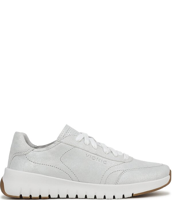 バイオニック レディース シューズ スニーカー プラットホーム トール なめし革 Vionic Uptown Metallic Leather Platform Sneakersilver しろがね色