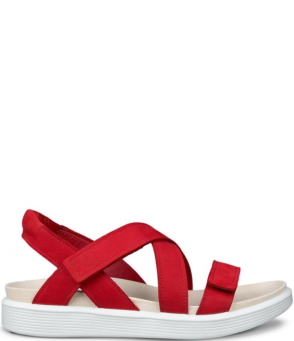 山びこ レディース シューズ パンプス サンダル なめし革 ECCO Women\u0027soft Crosstrap Leather Slingback Sandals Chili Red 赤いこと
