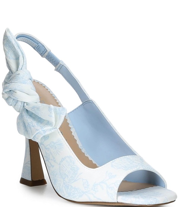 ジャンビニ レディース シューズ 踵 御花柄 サンダル 御花 Gianni Bini Coray Floral Bow Detail Slingback Dressandals Hope Blue 青み