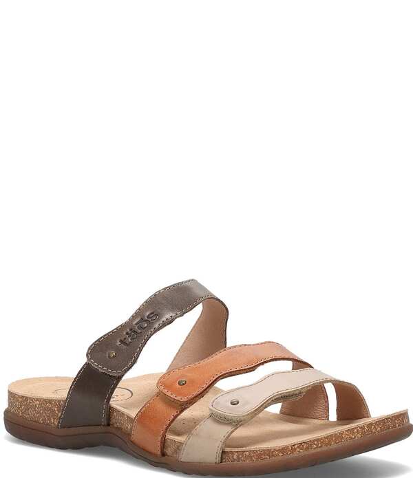 タオスフットウェア レディース シューズ パンプス サンダル 色合い立ちはだかる なめし革 Taos Footwear Scribble Colorblock Leather Slide Sandals Brown Multi 赤銅色