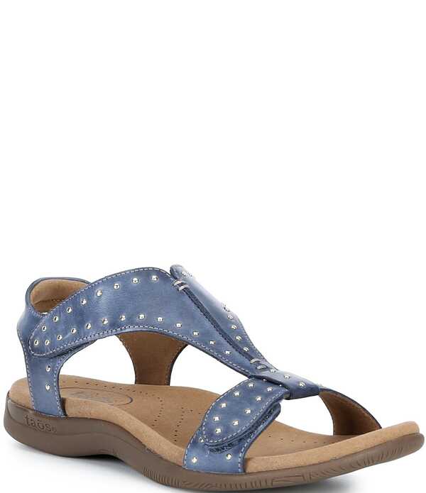 タオスフットウェア レディース シューズ パンプス サンダル なめし革 Taos Footwear Showstopper Studded Leather Sandals Dark Blue 青碧
